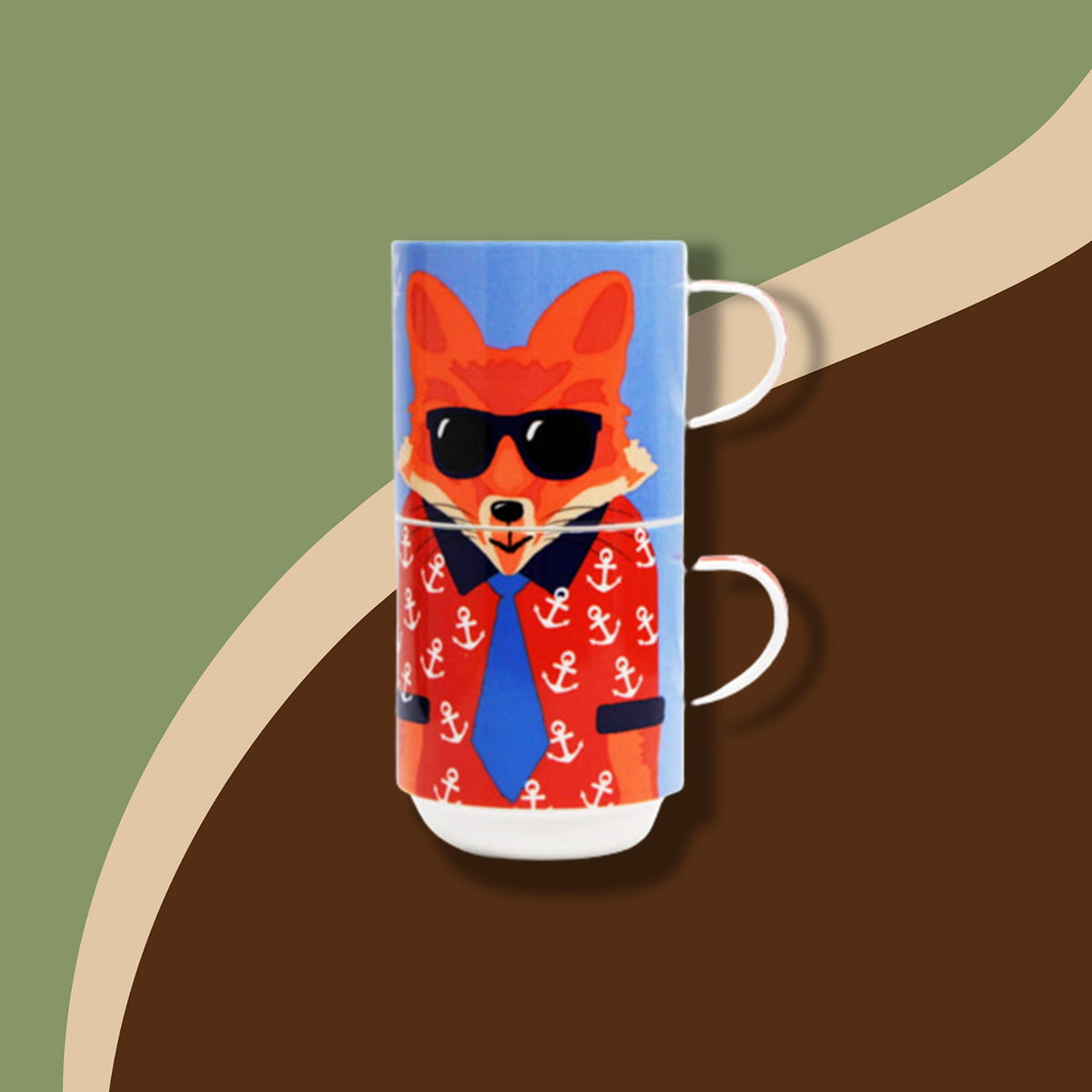 Orla Kiely Lot De 2 Tasses Empilables En Céramique Motif