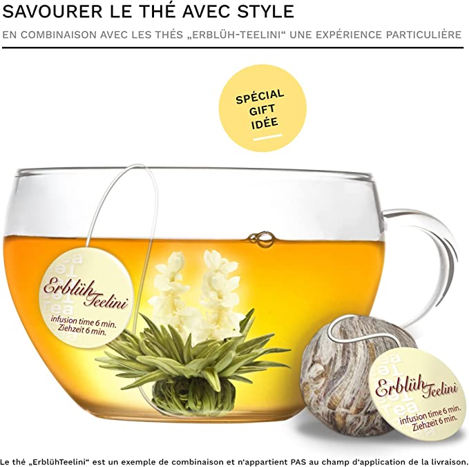 Tasse transparente "Spéciale fleurs de thé" avec couvercle 200ml Créano | Tasse à café | Morgane café MHD