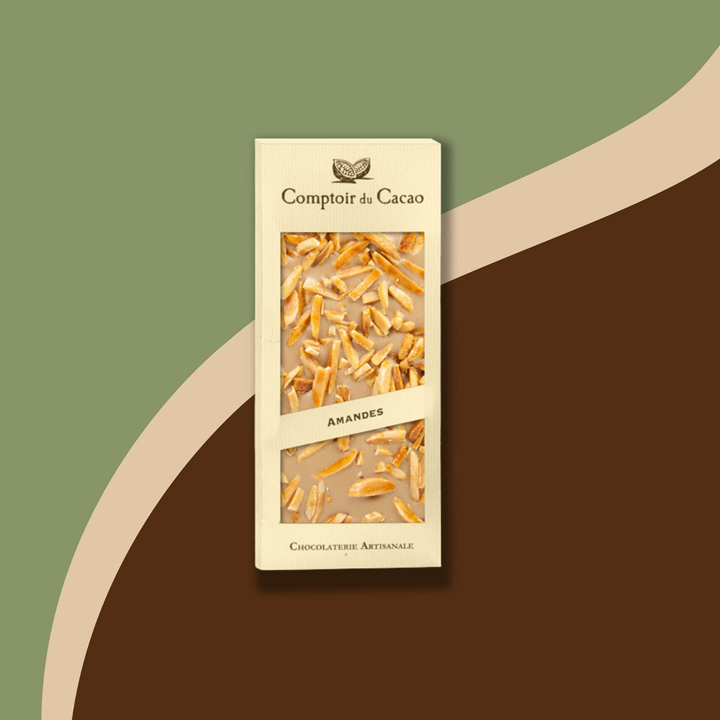 Tablette chocolat blond avec amandes caramélisées 90g Comptoir du Cacao | Chocolat | Morgane café MHD