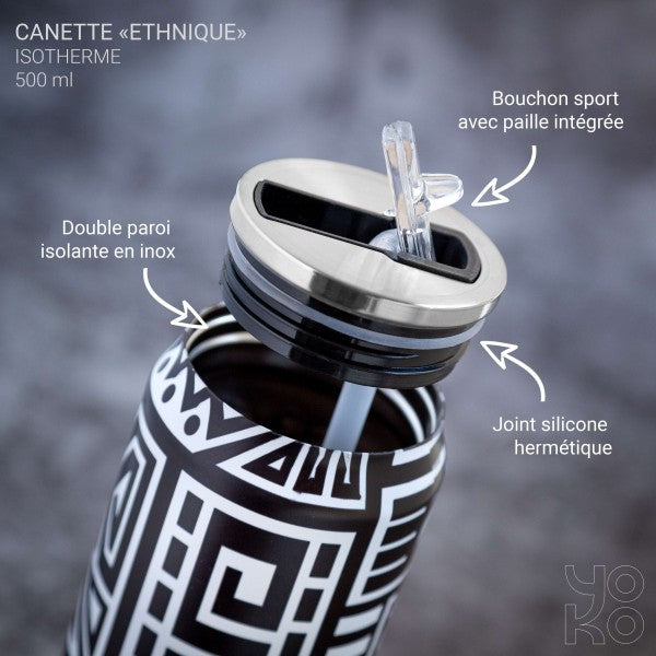 Canette isotherme "Ethnique" 500ml Yoko Design | Canette isotherme | Morgane café MHD