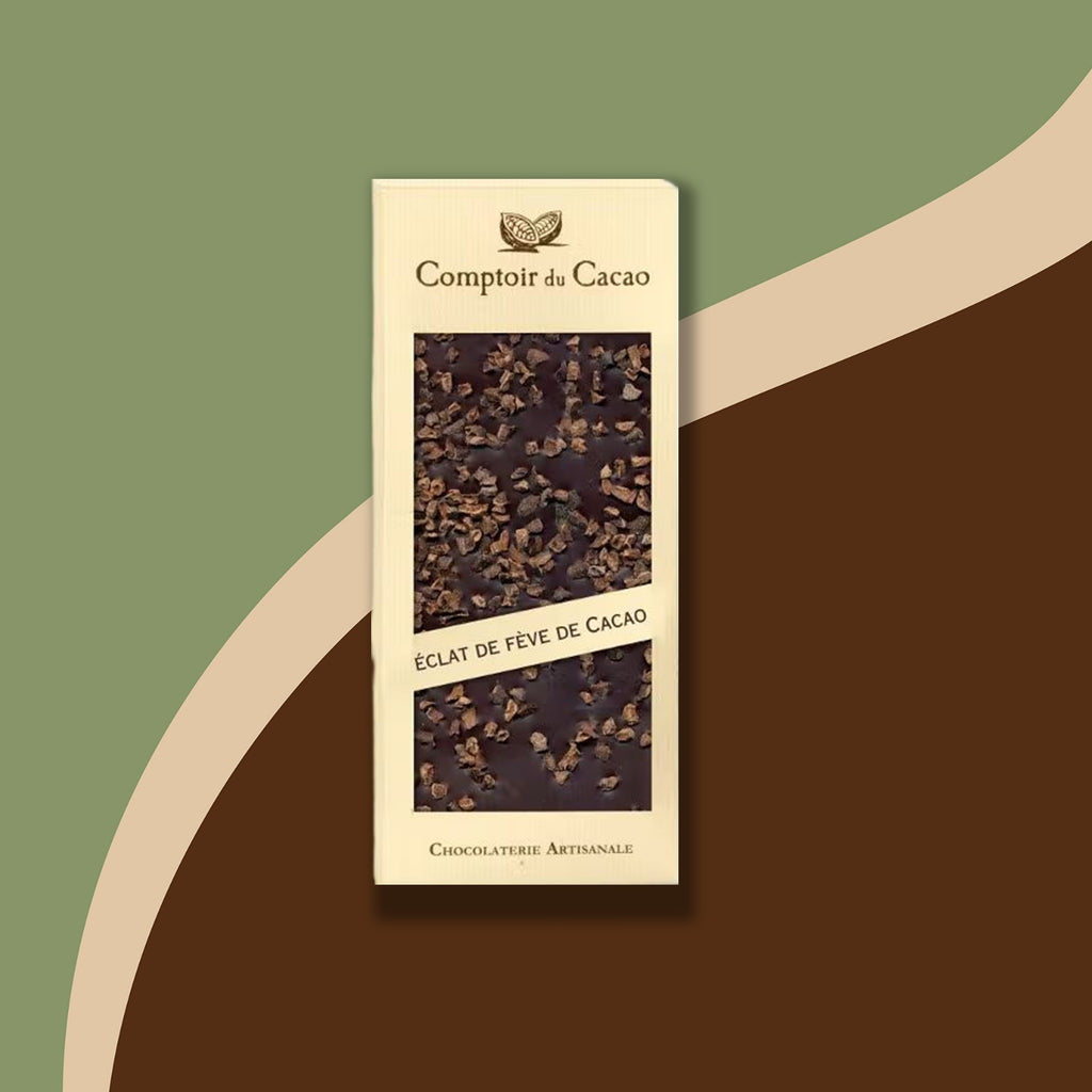 Tablette chocolat noir aux éclats de fèves de cacao 90g Comptoir du Cacao | Chocolat | Morgane café MHD