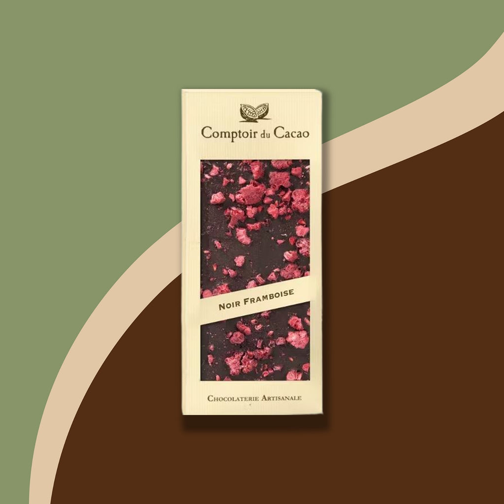 Tablette chocolat noir avec framboises 90g Comptoir du Cacao | Chocolat | Morgane café MHD
