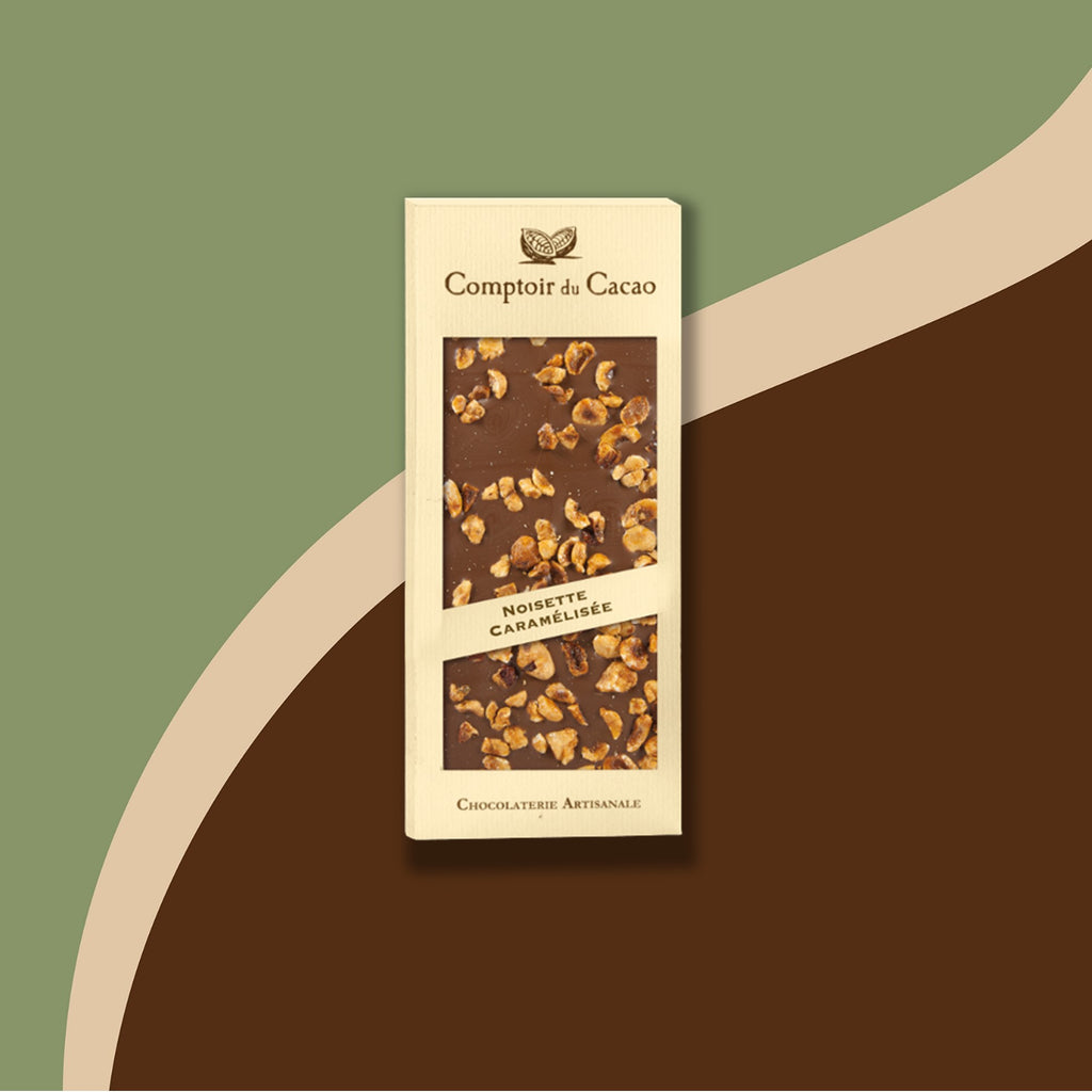 Tablette chocolat au lait avec noisettes caramélisées 90g Comptoir du Cacao | Chocolat | Morgane café MHD