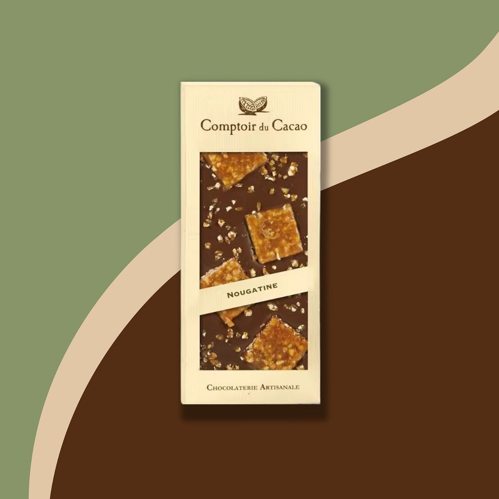 Tablette chocolat lait avec pépites de nougatine 90g Comptoir du Cacao | Chocolat | Morgane café MHD