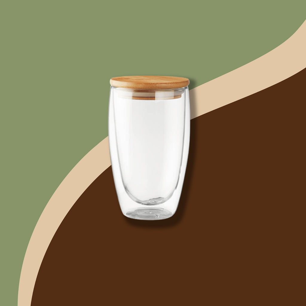 Tasse transparente bulle avec couvercle bambou 500ml Créano | Tasse à café | Morgane café MHD